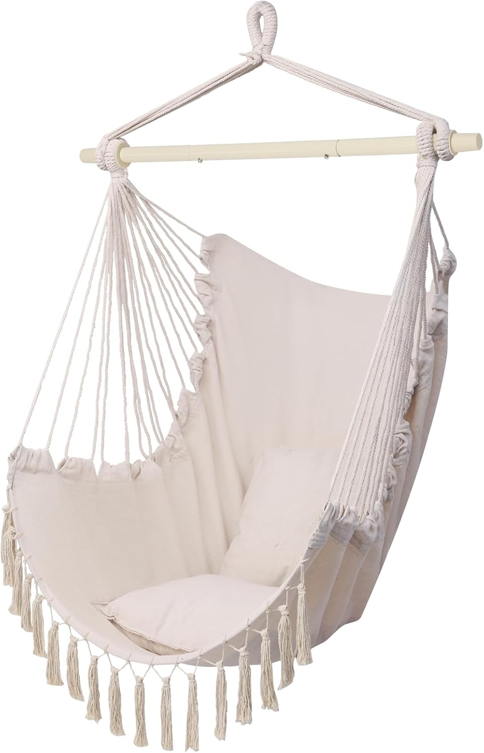 Hammock Chair Hanging Swing, Easy Install Indoor Outdoor Swing Chair with Cushions, Foldable for Bedroom Dorm Camping Patio