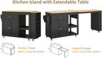 78"-49" Extendable Rolling Kitchen Island with Extended Dining Table, Mobile Kitchen Storage Islands with Storage Drawers, 2-Tier Storage Shelf,Black