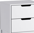Flash Furniture Dallas Wood Nightstand Side Table, Kids Bedroom End Table with 2 Storage Drawers, Cutout Handles, Smooth Ball Bearing Slides, White