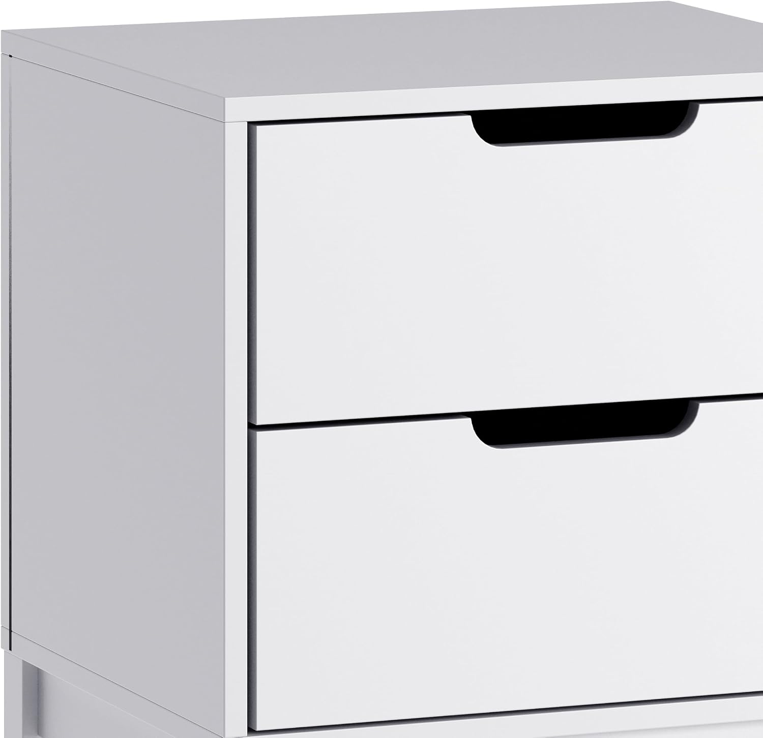 Flash Furniture Dallas Wood Nightstand Side Table, Kids Bedroom End Table with 2 Storage Drawers, Cutout Handles, Smooth Ball Bearing Slides, White