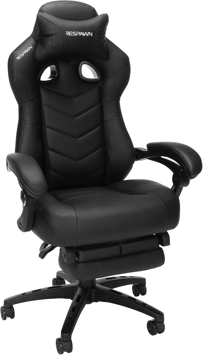 RESPAWN 110 Pro Ergonomic Gaming Chair with Footrest for Adults - Comfortable Office Gaming Recliner with Lumbar Support and Headrest, Racing Style Video Game Chairs for Computer Gamer - Black
