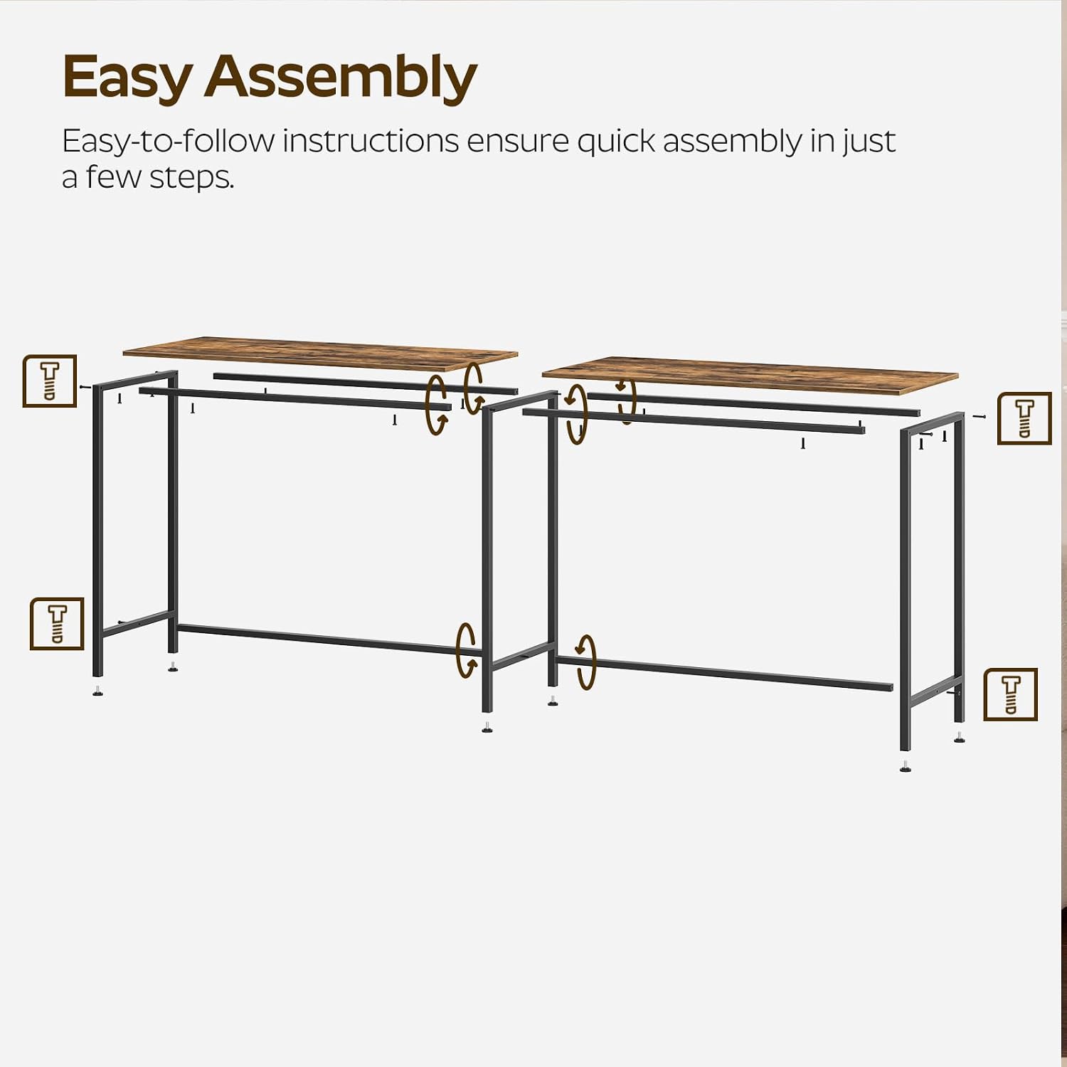 YATINEY 78.7" Long Bar Table, Counter Bar Height Table, High Top Table, Rectangular Hightop Bar Pub, for Kitchen, Living Room, Entryway, Rustic Brown and Black BT20BR