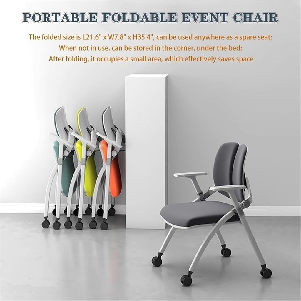 Ergonomic Folding Office Chair with Wheels Portable Study Conference Training Chair for Home Office Compact Lightweigh