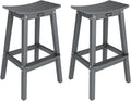 VINGLI 29" Outdoor Bar Stools Set of 2, HDPE Poly Lumber Bar Chairs with Footrest, Weather Resistant Patio Barstools for Bar, Kitchen Counter, Yard (Gray, 29 Inch 2 PC)