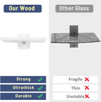 Floating Projector Wall Mount TV Shelf,Wooden Wall Mounted Under TV Floating Shelf for Projector, PS5, DVD Player,Game Console, Cable Box,1Tier（White）