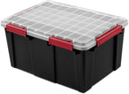 Large 20 Gallon Gasket Tote with Lid, Waterproof Plastic Storage Bin IP68 Dustproof & Submersible, Heavy Duty Latch & Seal Box for Basement Garage, Black (2 Pack)