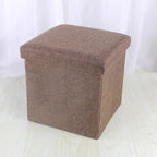 Small Storage Ottoman Foldable Cube Stool,Square Foot Rest Stool for Living Room Bedroom,Toy Box Storage Chest Collapsible Padded Seat Ottoman (Coffee,12x12x12inch)