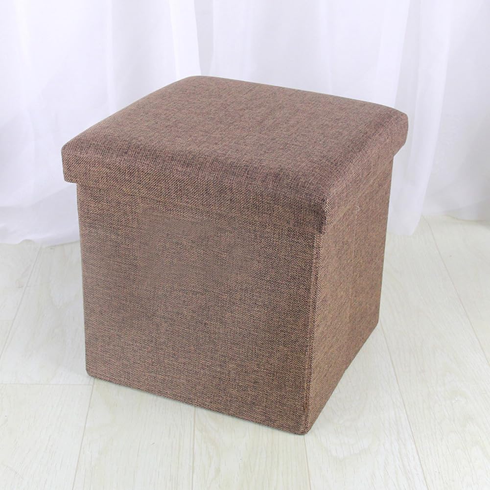 Small Storage Ottoman Foldable Cube Stool,Square Foot Rest Stool for Living Room Bedroom,Toy Box Storage Chest Collapsible Padded Seat Ottoman (Coffee,12x12x12inch)