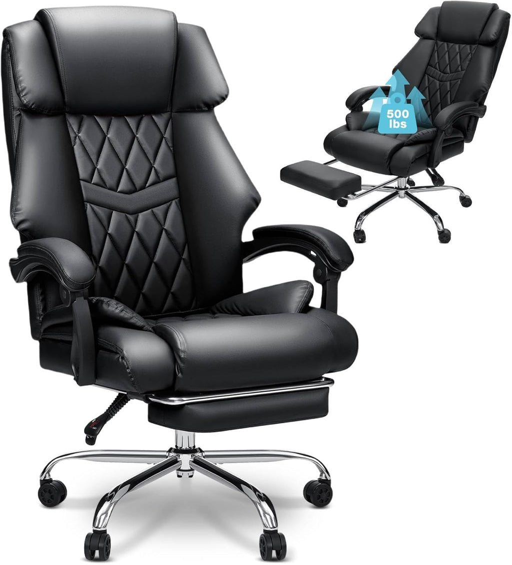 HOFFREE Office Chair Big and Tall 500lbs Ergonomic Chair for Heavy People Extra Wide Seat Computer Desk Chair with Footrest Black