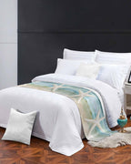 Bed Runner for Twin Size, Coastal Beach Decorative Scarf Throws for Foot of Bed, Summer Retro Starfish Wave Luxury Bedding Protector Slipcover Beds Runners for Hotel/Home, 71 x 20 Inch