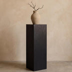 Cinnvoice Solid Wood Cube Display Pedestal Stand 12 x 12 x 40 Inch Black Rustic Sculpture Riser Portable Indoor Plant Stand Mini Table for Sculpture Plant Gallery Pedestal Store Home Party Event Decor