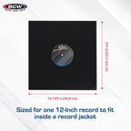 BCW 12-Inch Vinyl LP Record Sleeves - 50 Pack | Black Polylined Inner Protective Sleeves with Center Hole for Vinyl Records | Acid-Free, Scratch Resistant | Ideal for DJs and Collectors