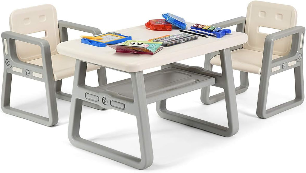 Costzon Kids Table and Chair Set, Children Activity Table & 2 Chairs w/Storage Rack for Toddler Arts, Crafts, Reading, Drawing, Playroom, Preschool, Gift for Boys & Girls, Toddler Table and Chair Set