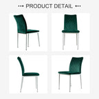 Lightdot Dining Chairs Set of 2, Accent Parsons Diner Chair Upholstered Fabric Stylish Kitchen Chairs with Metal Legs and Padded Seat for Dining Room, Vanity, Living Room, Bedroom Office,Green