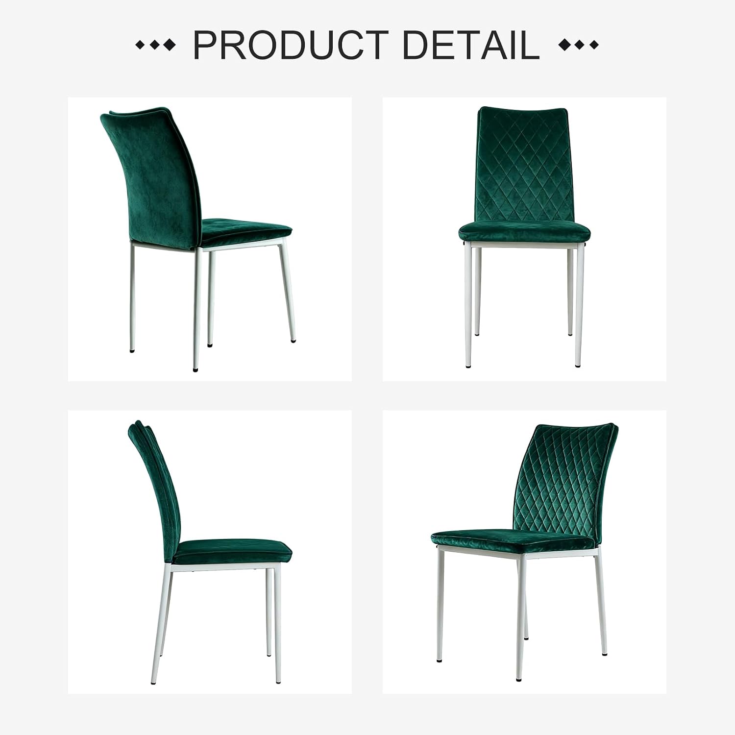 Lightdot Dining Chairs Set of 2, Accent Parsons Diner Chair Upholstered Fabric Stylish Kitchen Chairs with Metal Legs and Padded Seat for Dining Room, Vanity, Living Room, Bedroom Office,Green