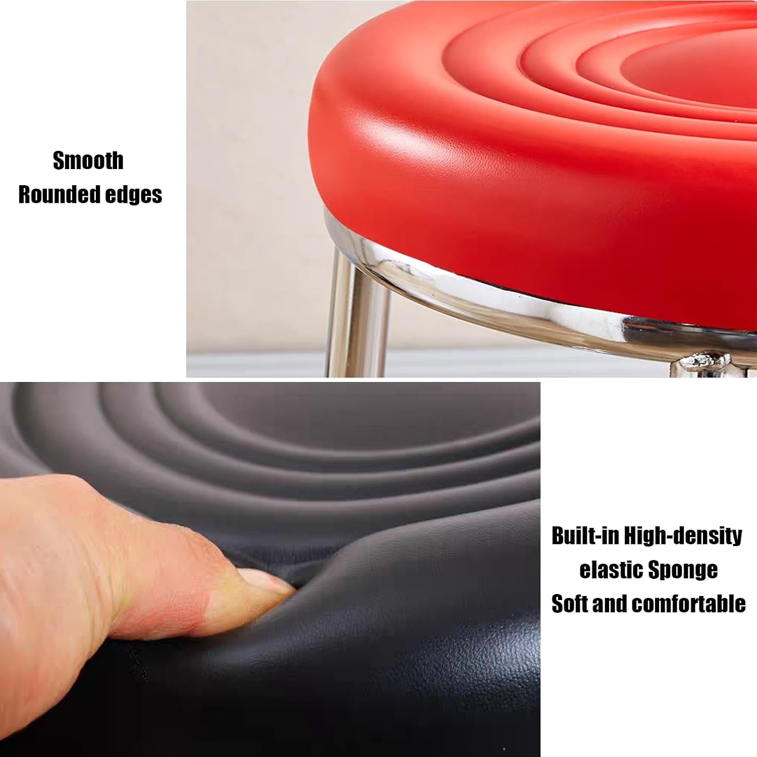 Backless Kitchen Stool, Stable Reinforced Frame Bar Stool, Office Three-Ring High Chair, for Patio, Picnic, Kitchen, Dining(Orange,63cm)