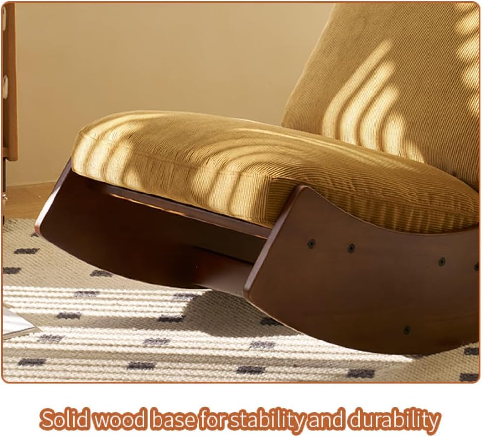 Comfortable Glider Rocking Chair, Solid Wood Frame, Perfect for Multiple Settings Accent Reading Chair for Bedroom,Living Room,Nursery (Orange + Fabric)