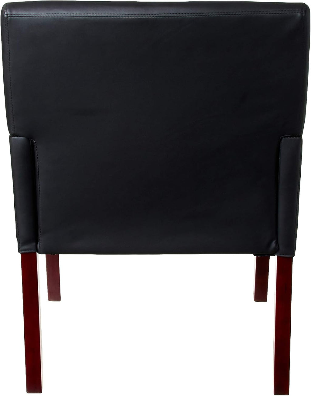Boss Office Products Reception and Guest Box Arm Chairs with Mahogany Finish in Black