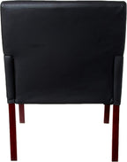 Boss Office Products Reception and Guest Box Arm Chairs with Mahogany Finish in Black