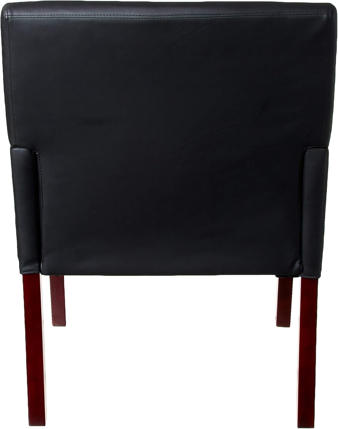 Boss Office Products Reception and Guest Box Arm Chairs with Mahogany Finish in Black