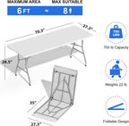 6FT Folding Table, Plastic Foldable Table for Indoor Outdoor, Heavy Duty Portable Dinning Tables with Carrying Handle, Utility Tables for Party, Camping, Banquet, Wedding, Events, Picnic, White