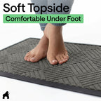 GORILLA GRIP 100% Waterproof All-Season WeatherMAX Doormat US Designed Natural Rubber, Stain Fade Resistant, Low Profile Indoor Outdoor Door Mats, Easy Clean, 29x17 Gray Diamond