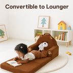 MOONBEEKI 2-in-1 Foldable Toddler Couch, Soft Sherpa Fabric with Washable Cover, Convertible Sofa to Lounger, Kids Sofa for Playroom, Bedroom, Living Room, Birthday Gift, Bear, Medium
