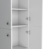 71" Tall Pantry with 4 Doors & 5 Adjustable Shelves - White - Ideal for Kitchen Storage & Laundry Room Organization