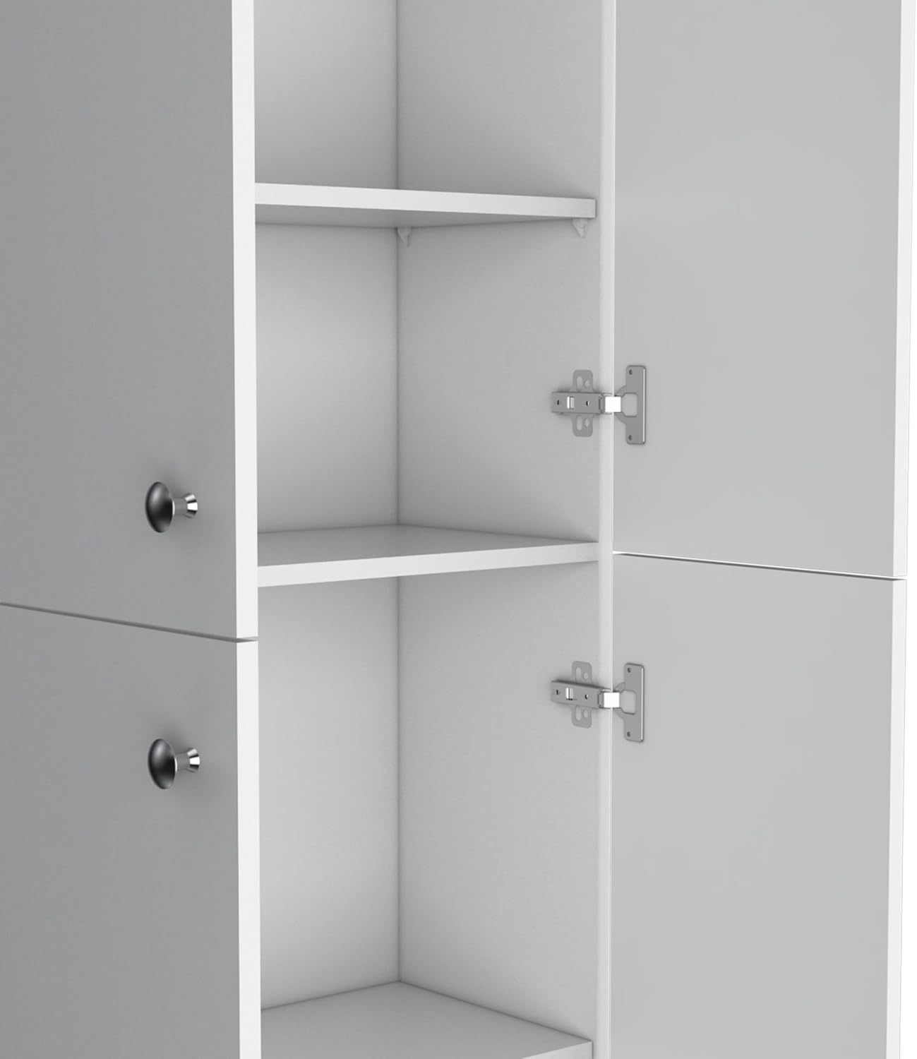 71" Tall Pantry with 4 Doors & 5 Adjustable Shelves - White - Ideal for Kitchen Storage & Laundry Room Organization