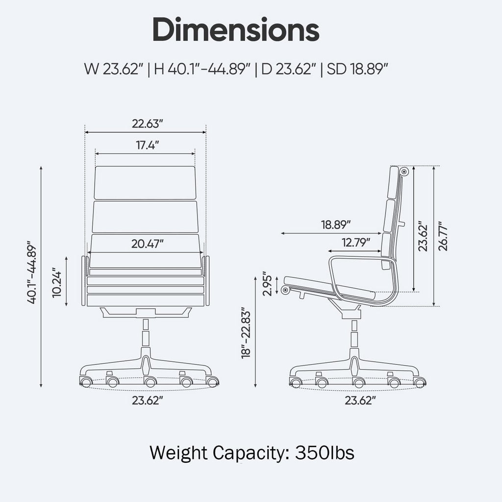 Genuine Leather Office Chair, Padded Executive Desk Chair with Arms, Wheels, Lumbar Support, Aluminum Base (Light Brown, High-Back)