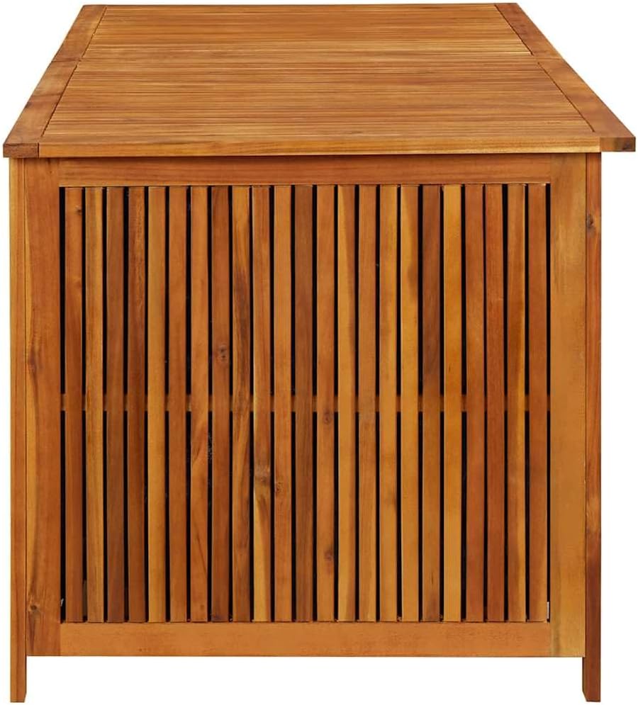 Solid Acacia Wood Patio Storage Box 68.9x31.5x29.5 Inches with Waterproof Bag, Outdoor Storage Bench for Cushions and Garden Tools, Gas-Lift Lid