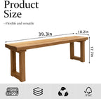 Wooden Narrow Entryway Bench Indoor Skinny Thin Noodle Bench for End of Bed Farmhouse Mudroom,Bedside,Dinette Table,Noodle Slim Bench (39.3" W x 17.7" H x 10" D)