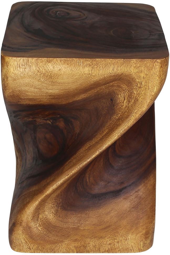 Haussmann Valeris Solid Square Twisted End Table 14 in SQ x 20 in H Walnut