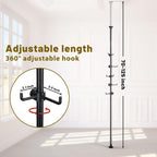 Coat Rack Freestanding,Adjustable 56-125 inch Tension Rod Coat Tree 12 Hooks Hanger Stand for Coat Hat Bedroom Livingroom Kitchen Bathroom Apartment Entryway Hall Office Black