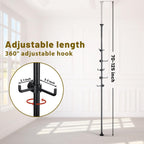 Coat Rack Freestanding,Adjustable 56-125 inch Tension Rod Coat Tree 12 Hooks Hanger Stand for Coat Hat Bedroom Livingroom Kitchen Bathroom Apartment Entryway Hall Office Black