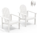 SERWALL Stackable Modern Adirondack Chairs Set of 2, HDPE Outdoor Patio Chairs with Space-Saving Design, All-Weather Fire Pit Chairs with Widened Seat for Deck, Backyard, Garden, Lawn (White)