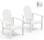 SERWALL Stackable Modern Adirondack Chairs Set of 2, HDPE Outdoor Patio Chairs with Space-Saving Design, All-Weather Fire Pit Chairs with Widened Seat for Deck, Backyard, Garden, Lawn (White)