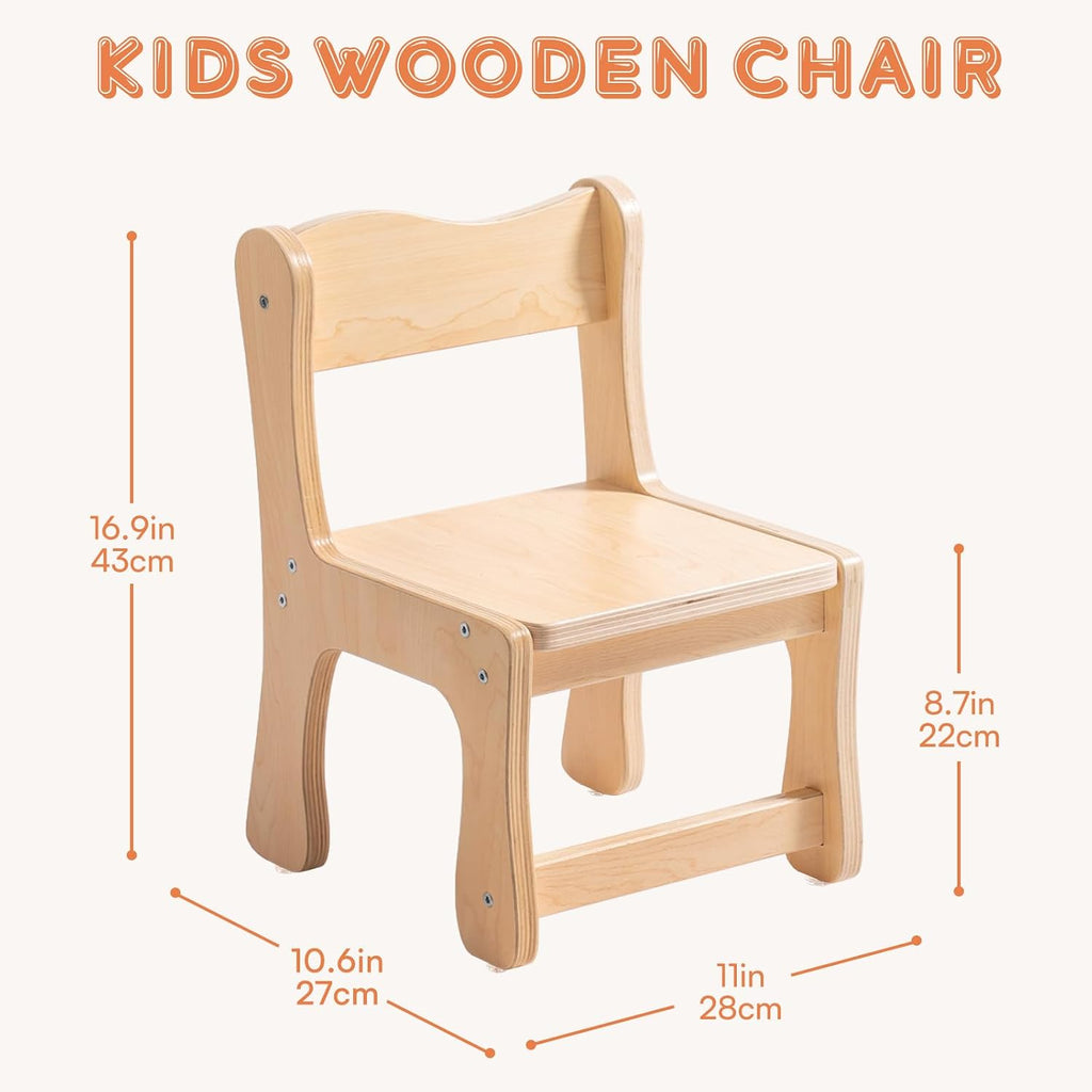 ROBOTIME Kids Wooden Chairs Set of 2, Toddler Chairs for Table & Playroom, Solid Wood Kids Furniture with Ergonomic Backrest, Heavy Duty Children’s Chairs for Reading, Dining & Learning