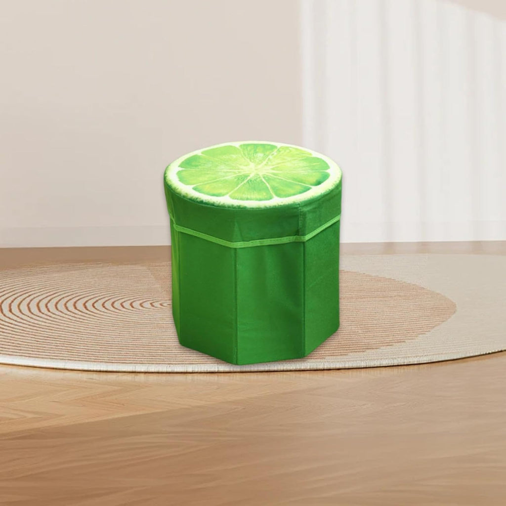 Folding Storage Ottoman Foot Rest Stool Toy Storage Box Seat Chest for Bedroom Office, Lemon