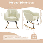 GarveeHome Nursery Rocking Chair, Upholstered Chenille Glider Rocker Chair, Modern Armchair With Wood Legs, Indoor Comfy Accent Chair Nursing Chairs Holds Up to 350 LBS for Living Room, Bedroom, Beige