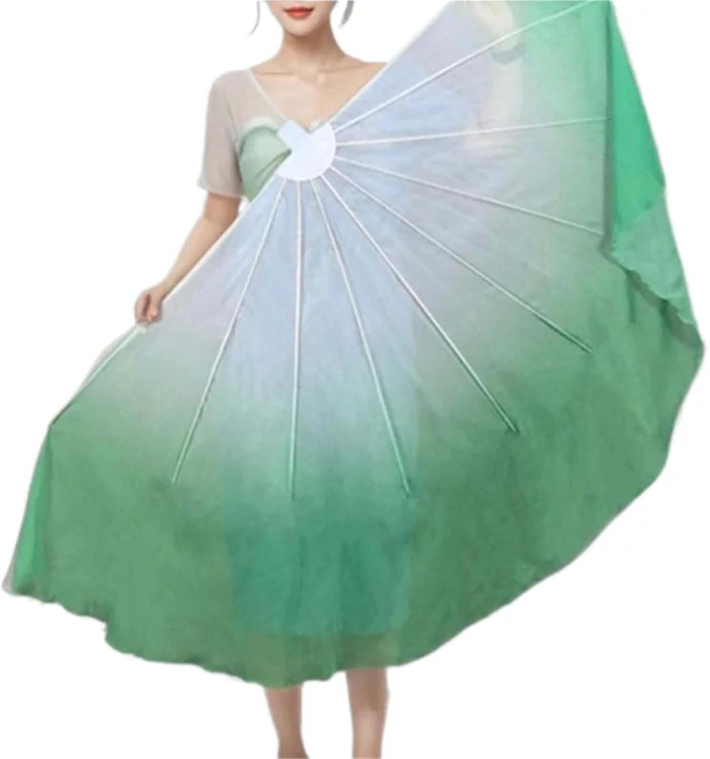 Fishbone Fan 2pcs Fishbone Fan Veil Opening Dance Stage Props Performance Customed Gradient Color Chiffon Large Fans 85cm(Color 22)