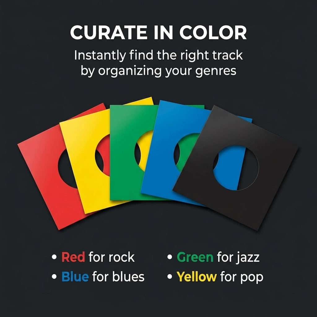 Vinyl Record Sleeves 45rpm - 7 inch Premium Acid Free Protection Multicolor Paper Covers for 7” Singles Records - 50 Pack