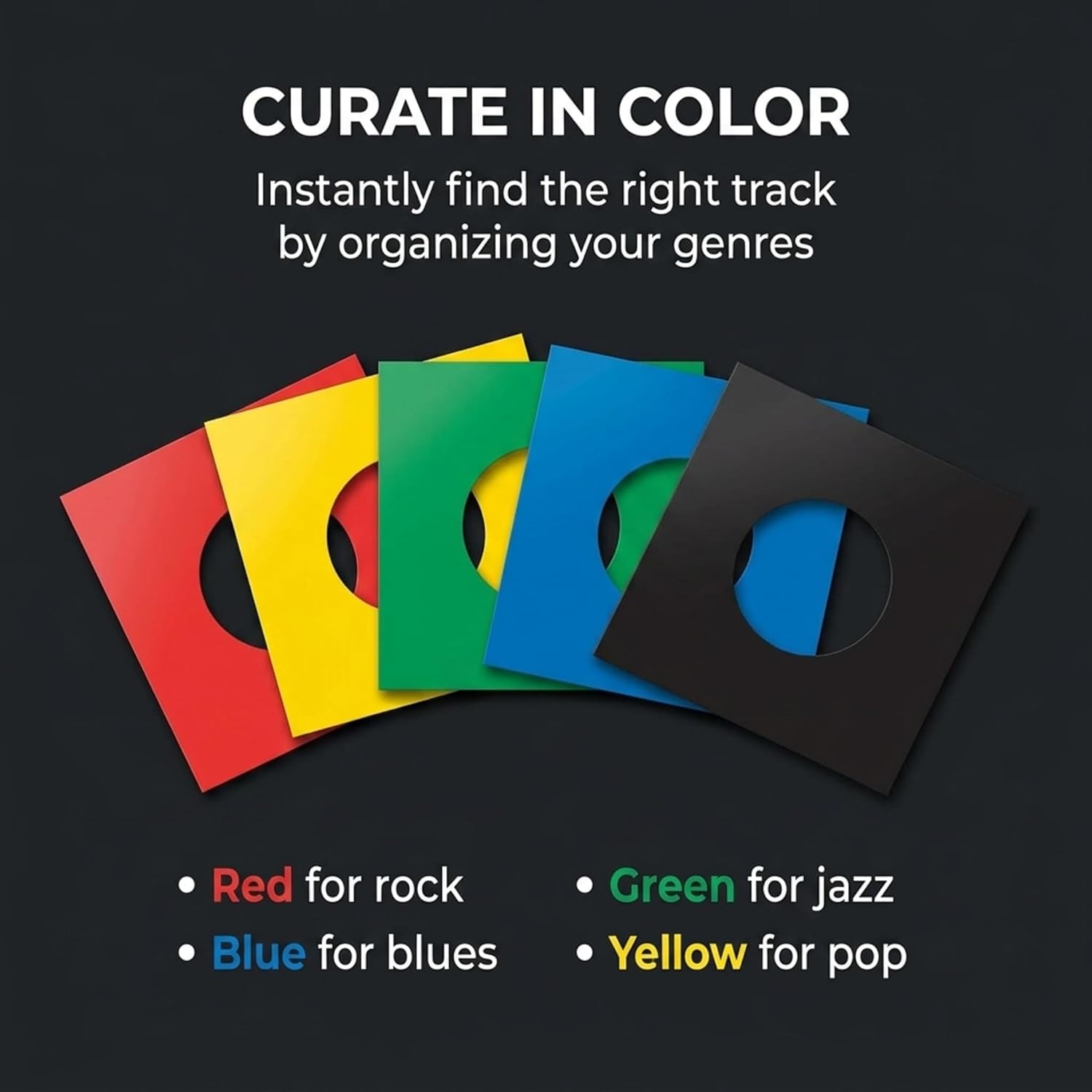 Vinyl Record Sleeves 45rpm - 7 inch Premium Acid Free Protection Multicolor Paper Covers for 7” Singles Records - 50 Pack