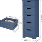 TTVIEW Bathroom Cabinet, Bathroom Storage Cabinet with 5 Drawers, Bathrooms Organizers and Storage, Bathrooms Floor Cabinets with Anti-Tipping Device for Hallway, Blue
