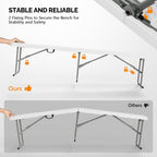 Bonnlo 6 FT Plastic Folding Bench with Handle, Sturdy Metal Frame, Perfect for Indoor/Outdoor Party, Picnic, Camping, Restaurant, Dinning Room, Cafe, Wedding and Commercial Events,1P