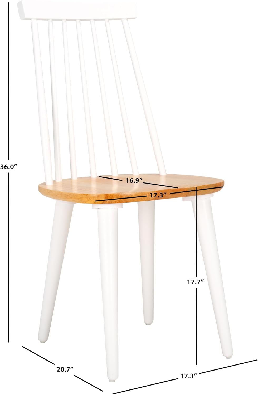 SAFAVIEH Home Collection Burris Farmhouse White/Natural Spindle Back Living Room Dining Room Bedroom Office Foyer Side Chair