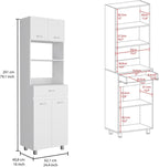 Caribe Microwave Cabinet, White - Four-Door Storage with Spacious Top