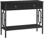 MAHANCRIS Console Table with 2 Drawers, Entryway Table with Storage Shelf, Entrance Accent Tables, 2-Tier Narrow Hallway Table, Behind Couch Table, for Entryway, Living Room, Hallway, Black CTBK6101