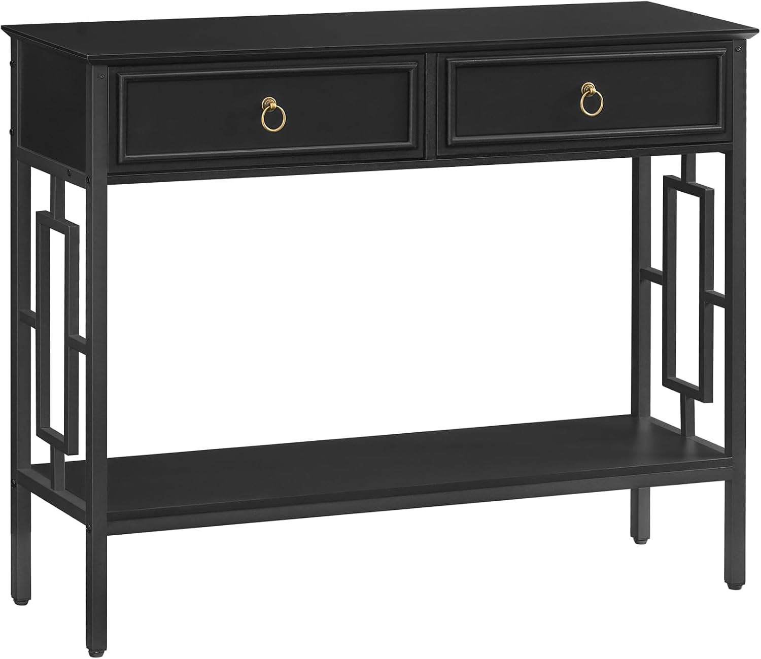 MAHANCRIS Console Table with 2 Drawers, Entryway Table with Storage Shelf, Entrance Accent Tables, 2-Tier Narrow Hallway Table, Behind Couch Table, for Entryway, Living Room, Hallway, Black CTBK6101