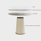 White Dining Table 43.30" Round Kitchen Table with Imitation Marble Grain Top & PU Leather Iron Pedestal,Modern Faux Marble Dinner Furniture for Kitchen Dining Room/Meeting Room